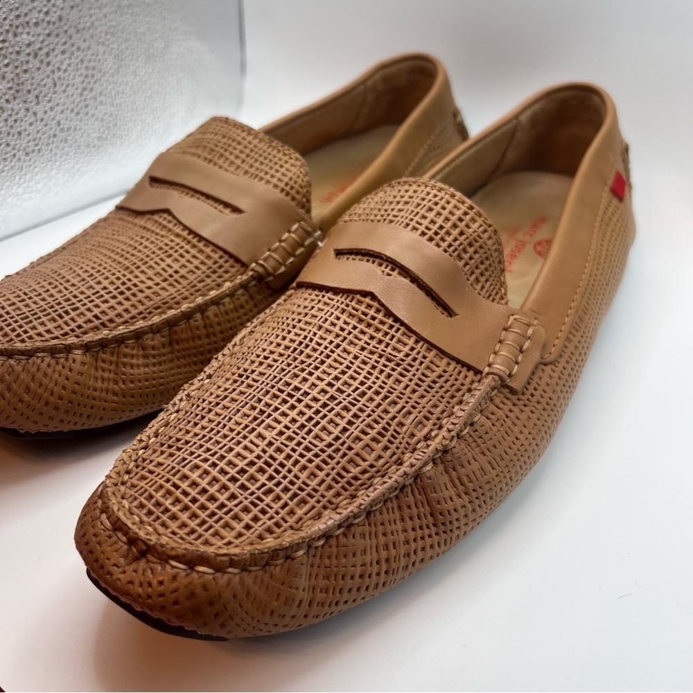 Marc Joseph Tan Leather Loafers with Perforated Design